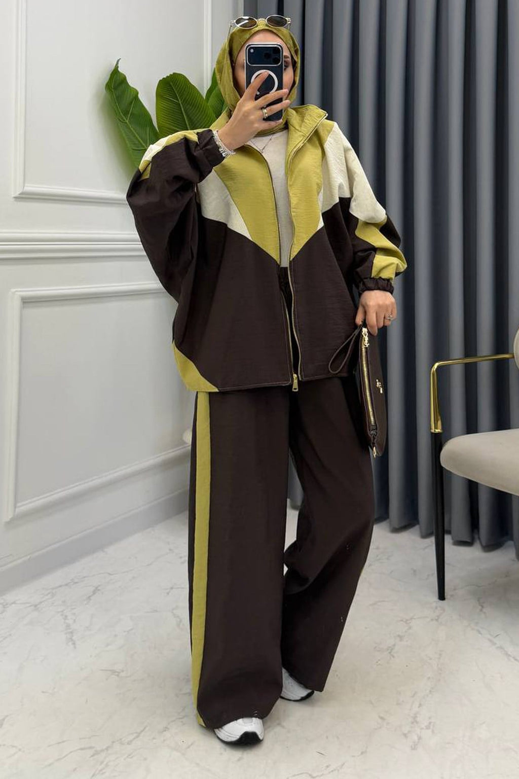 Milan Color-Block Modal Coordinate Set - Brown