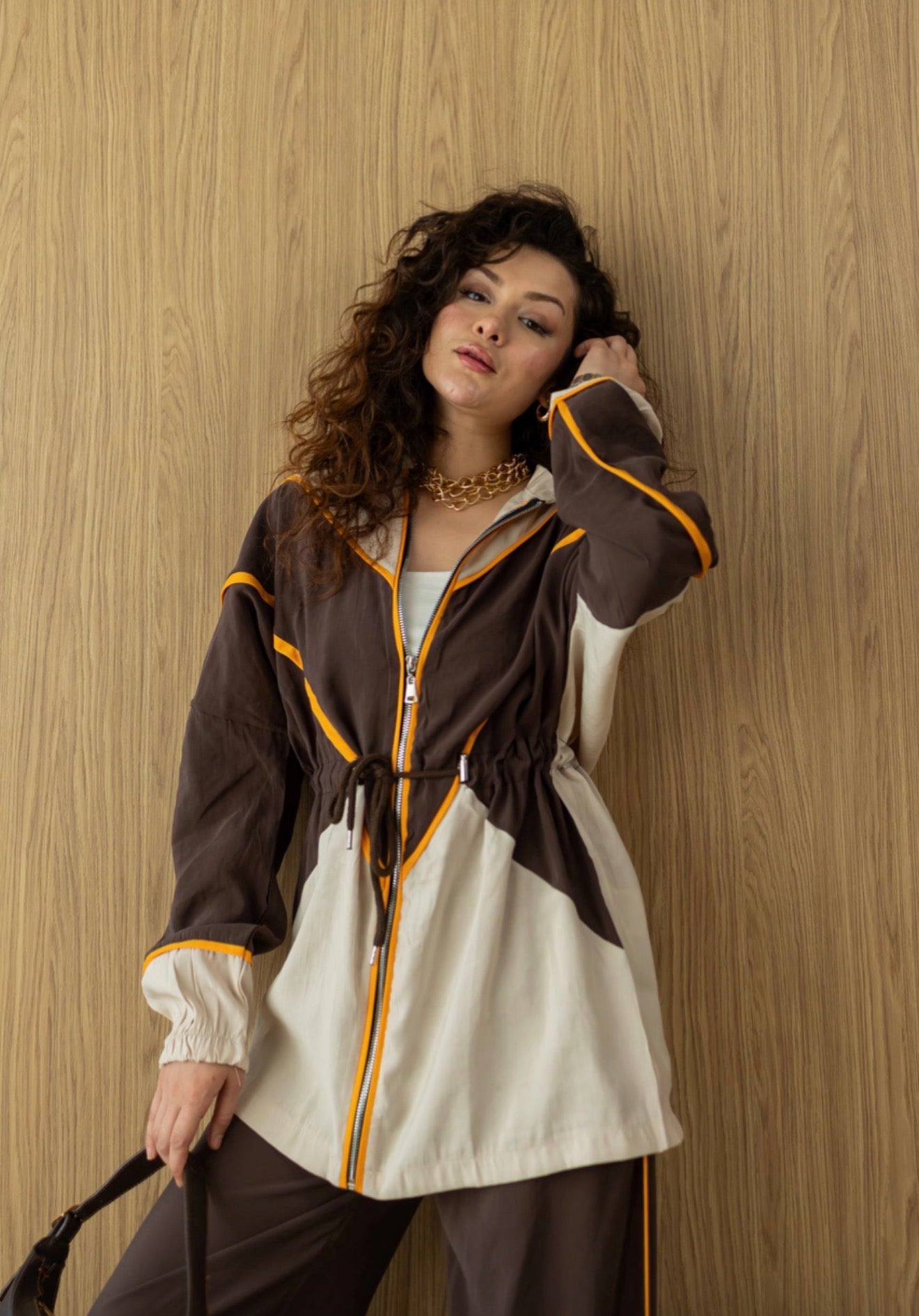 Brown & Beige Modal Athleisure Co-Ord Set