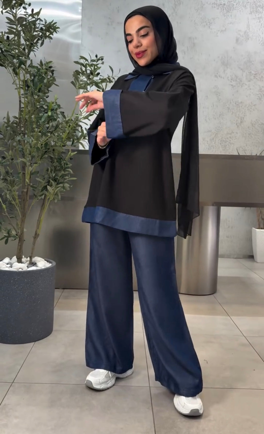 Denim Contrast Casual Co-Ord Set