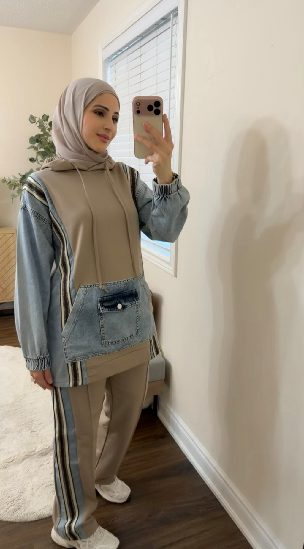 Cotton/Denim Co-ord Set - Taupe