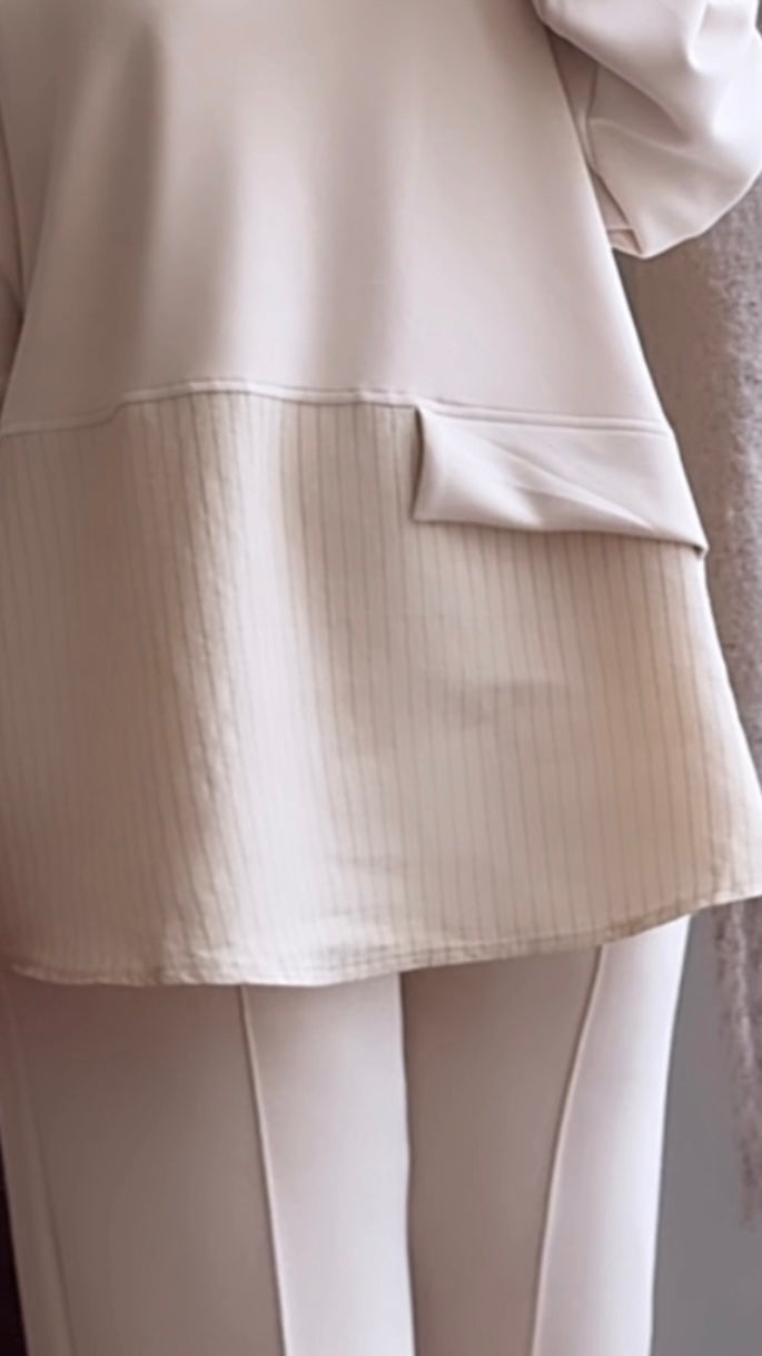 Oysho Striped Shirt Tracksuit - Beige image 4