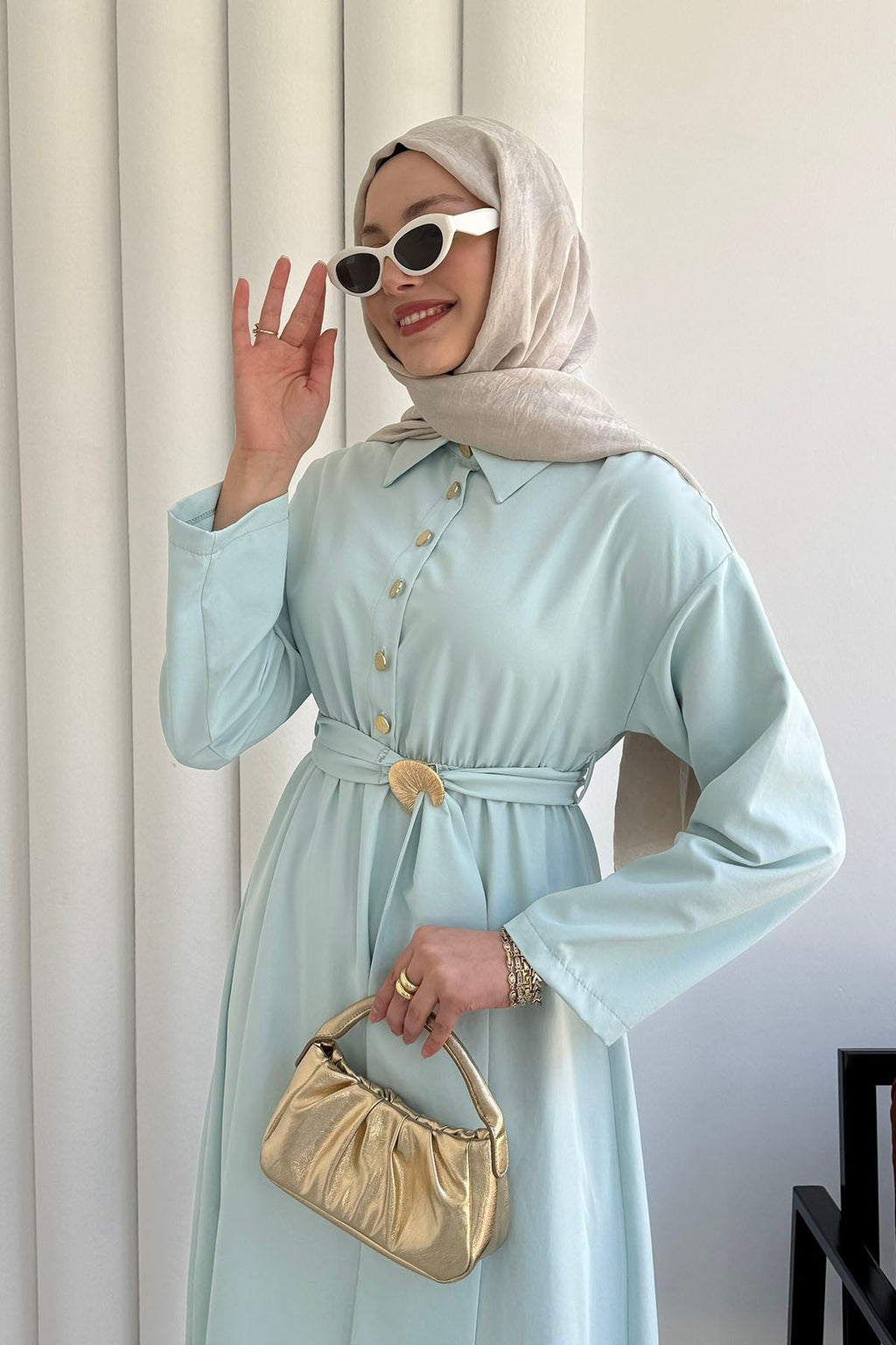 Mint Serenity Long Sleeve Summer Maxi Dress