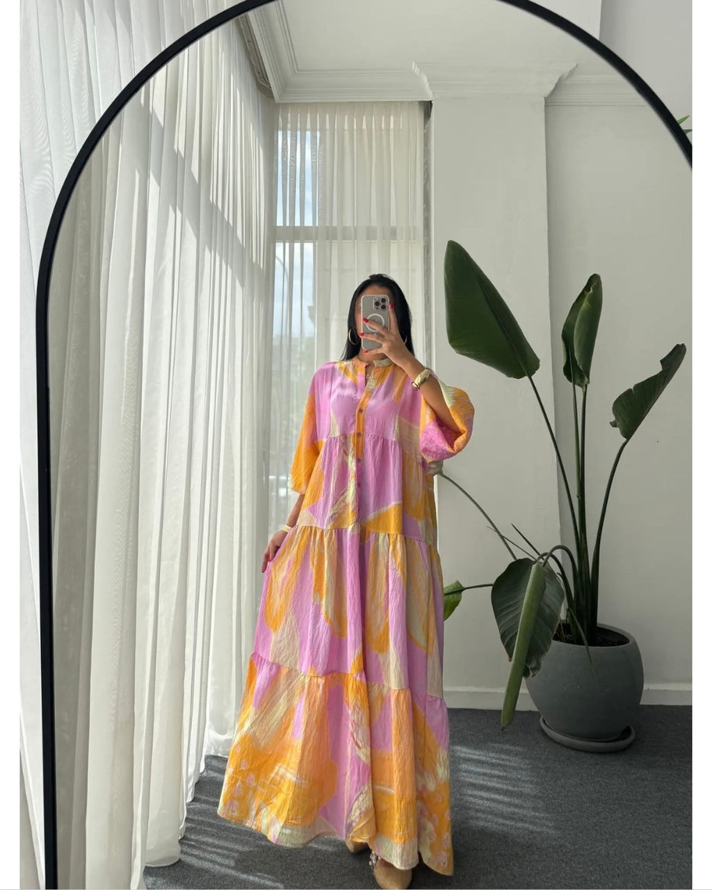 Sunset Abstract Maxi Dress – Bubblegum