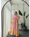 Sunset Abstract Maxi Dress – Bubblegum