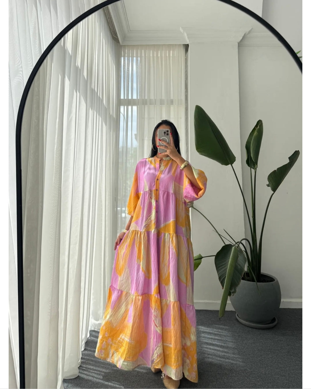 Sunset Abstract Maxi Dress – Bubblegum