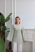 Dusty Green Asymmetric Flare-Sleeve Tunic
