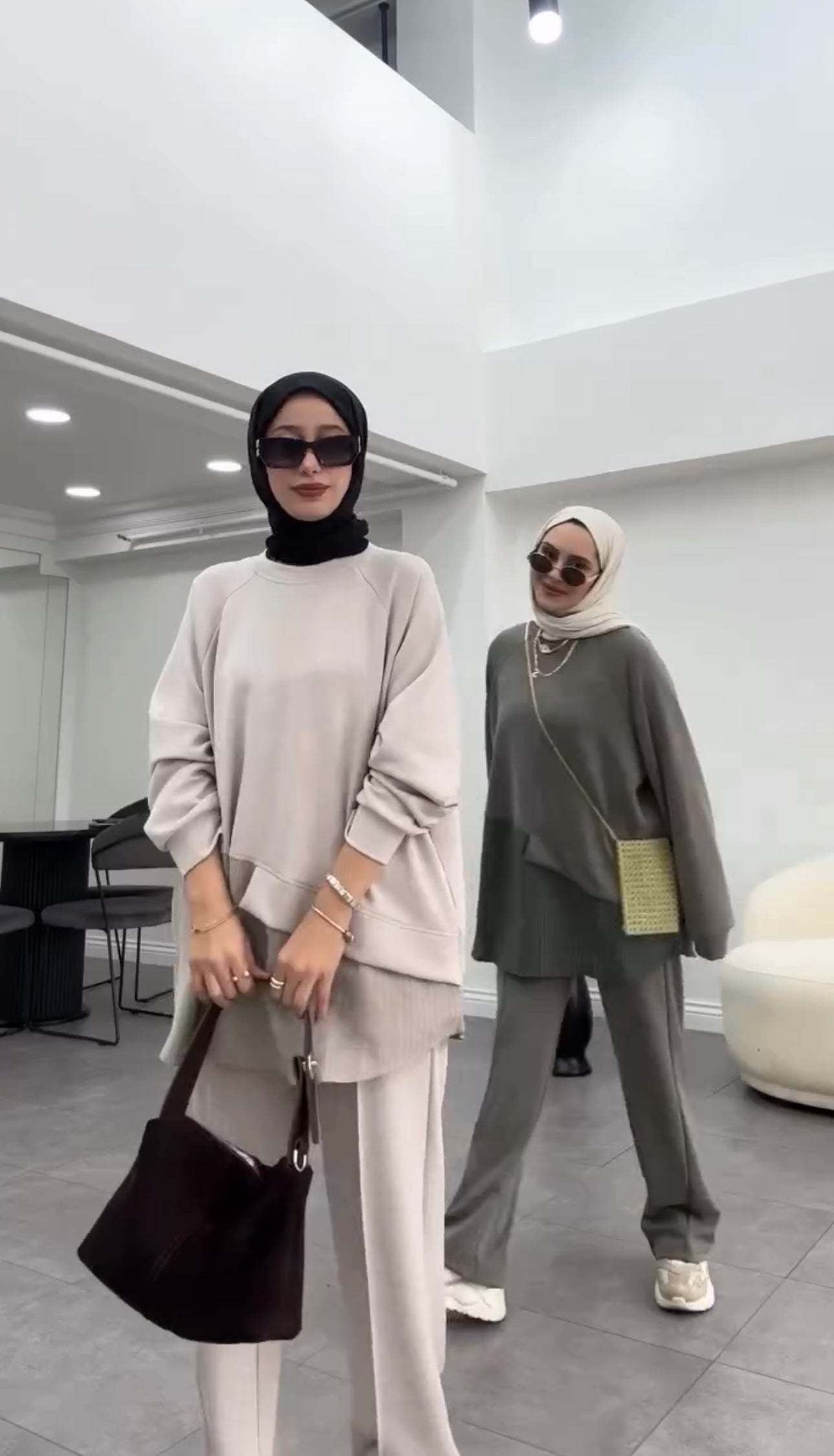 Oysho Striped Shirt Tracksuit - Beige image 1