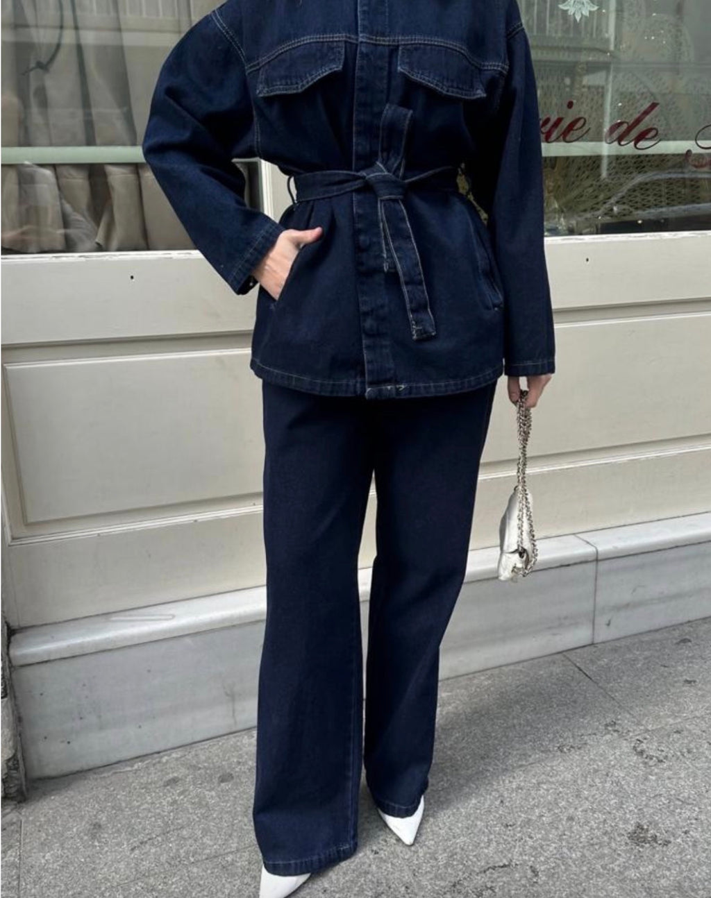 Denim Belted Set