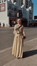 Linen Asymmetric Attached Belt Wide-Leg Pant Set