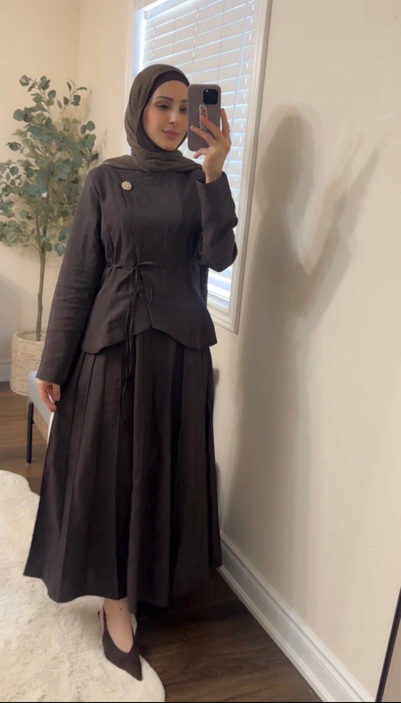 MITRA TWO-PIECE SKIRT SET - Brown