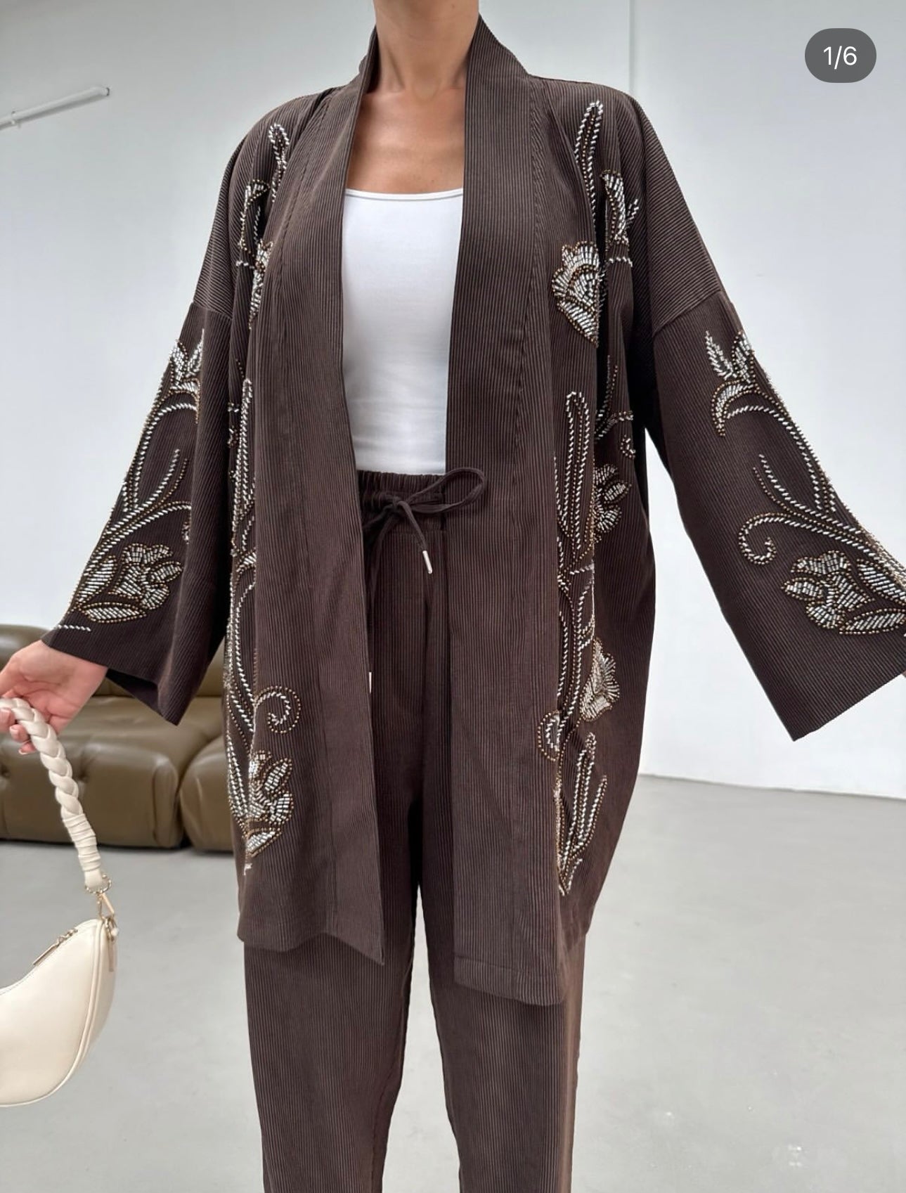 Deep Mocha Brown Elegance Embellished Set image 0
