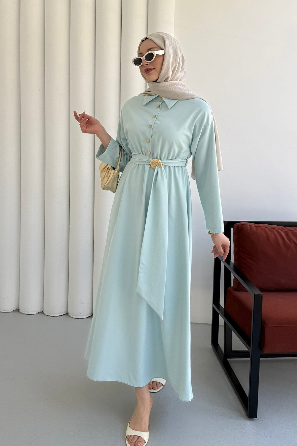 Mint Serenity Long Sleeve Summer Maxi Dress