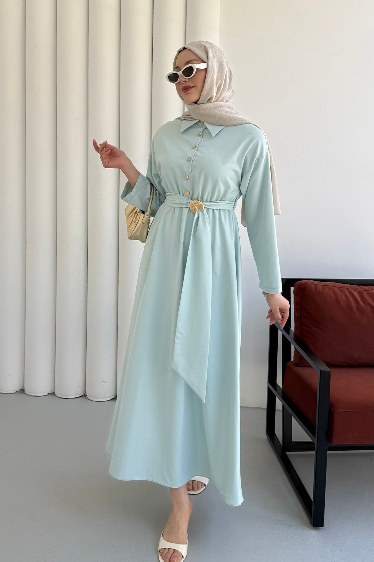 Mint Serenity Long Sleeve Summer Maxi Dress
