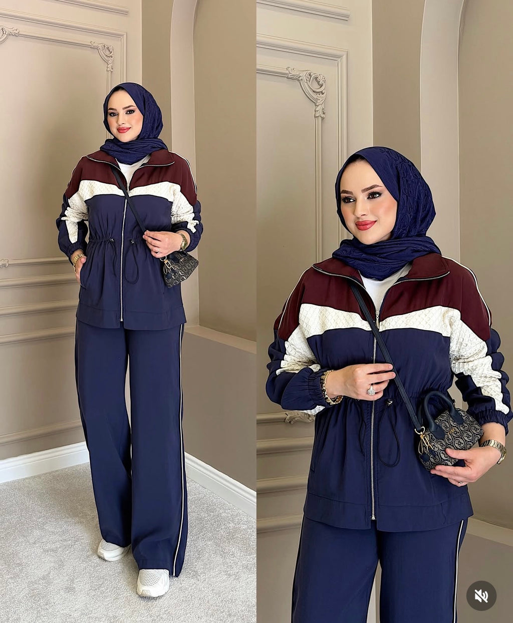 Color-Block Sport Set - Navy Blue