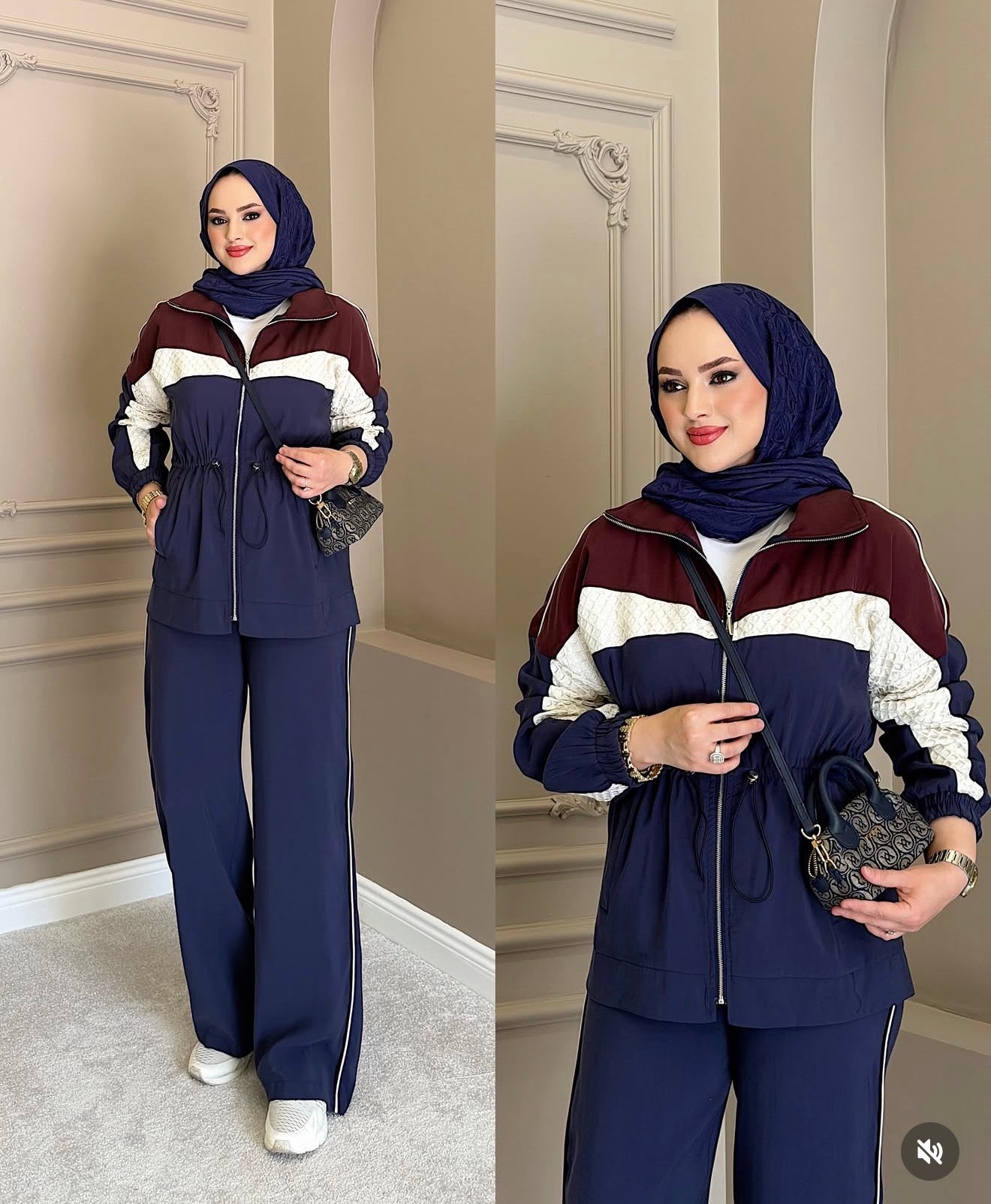 Color-Block Sport Set - Navy Blue