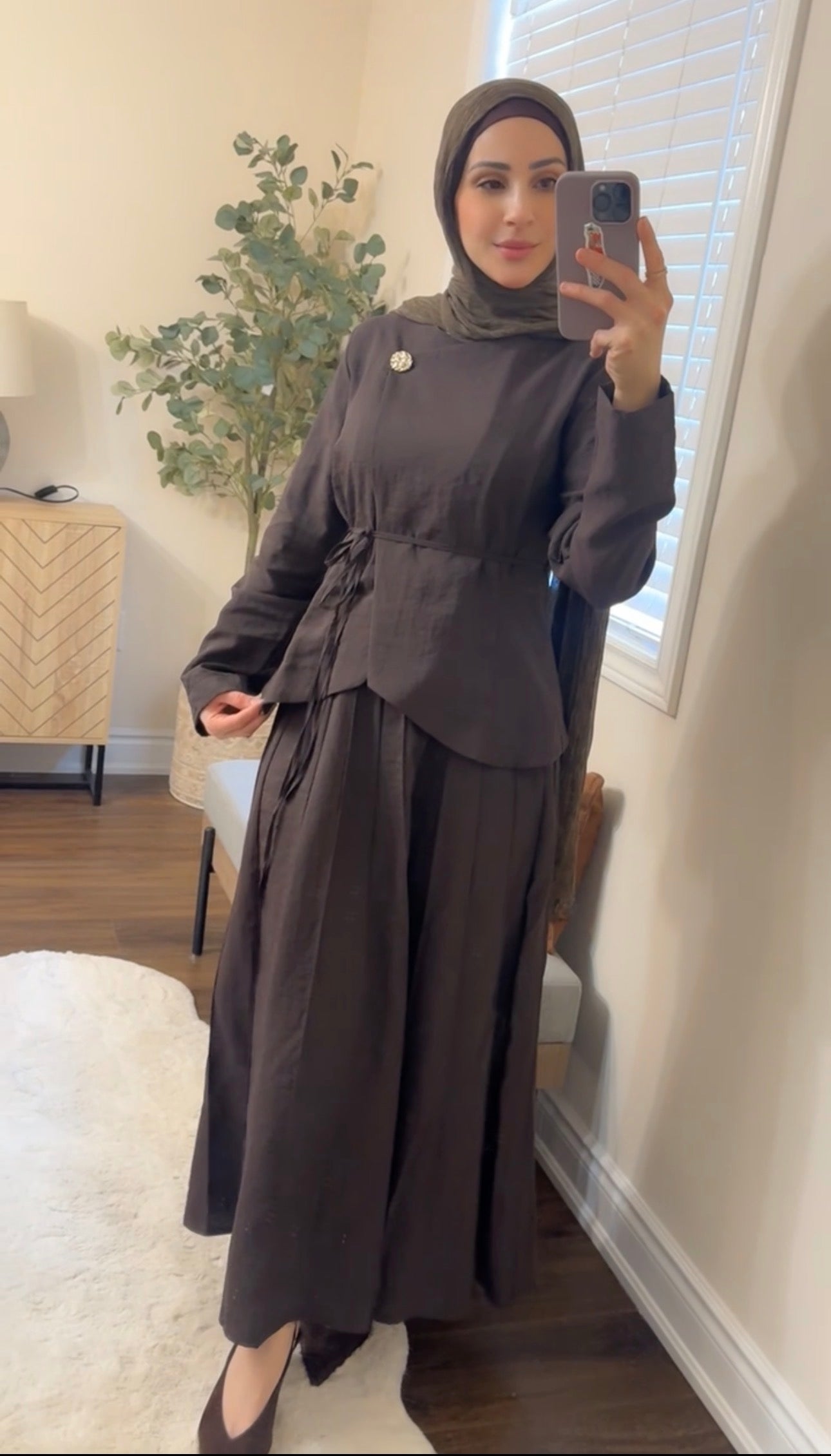 MITRA TWO-PIECE SKIRT SET - Brown