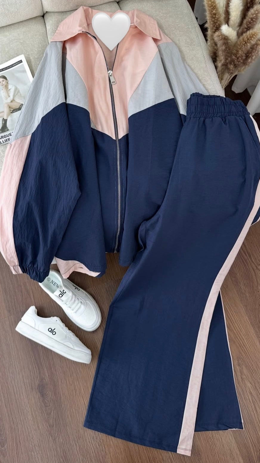Milan Color-Block Modal Coordinate Set - Navy Blue