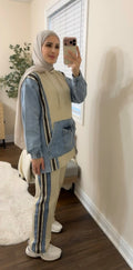 Cotton/Denim Co-ord Set - Beige