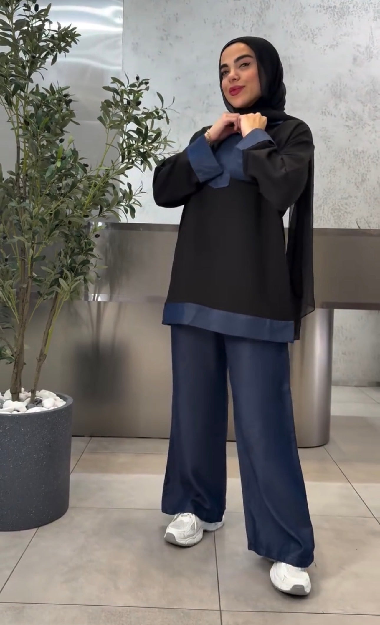 Denim Contrast Casual Co-Ord Set