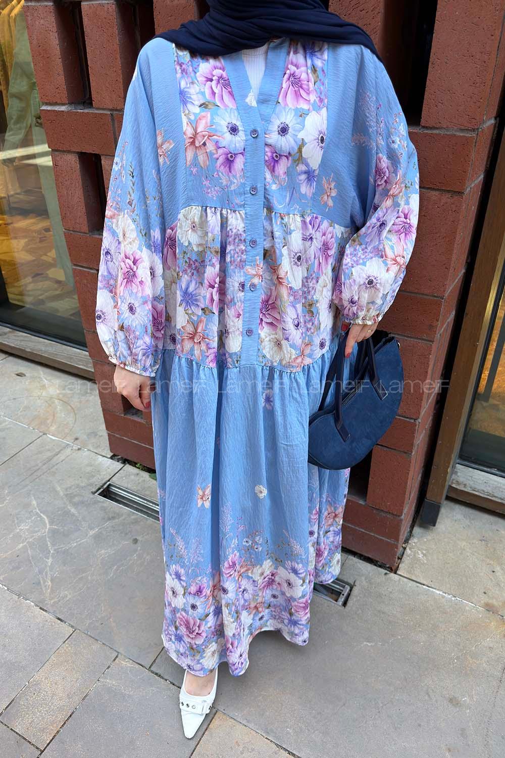 Summer Breeze Maxi Dress - Sky Blue Floral