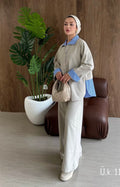Layered Zip-Back Shirt & Wide-Leg Trousers Set | Off White