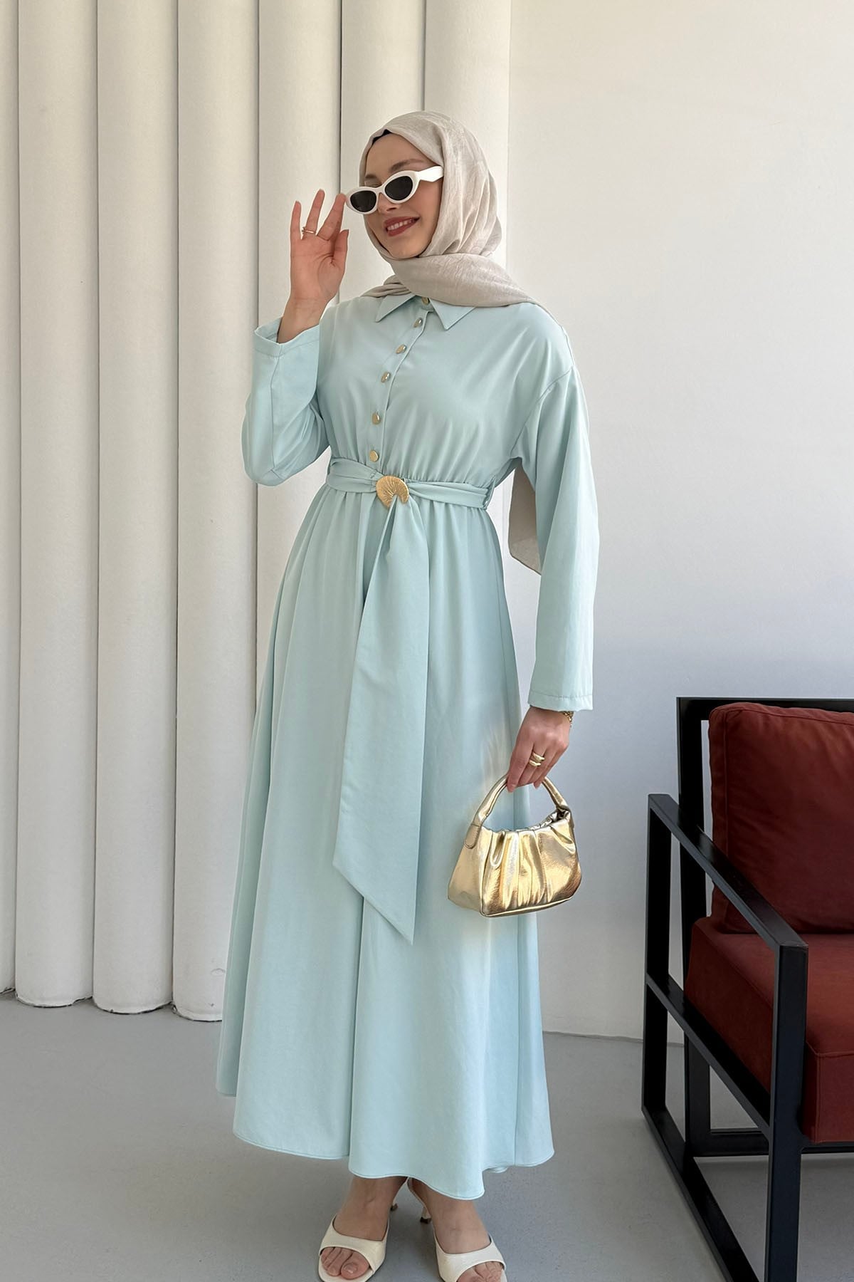 Mint Serenity Long Sleeve Summer Maxi Dress