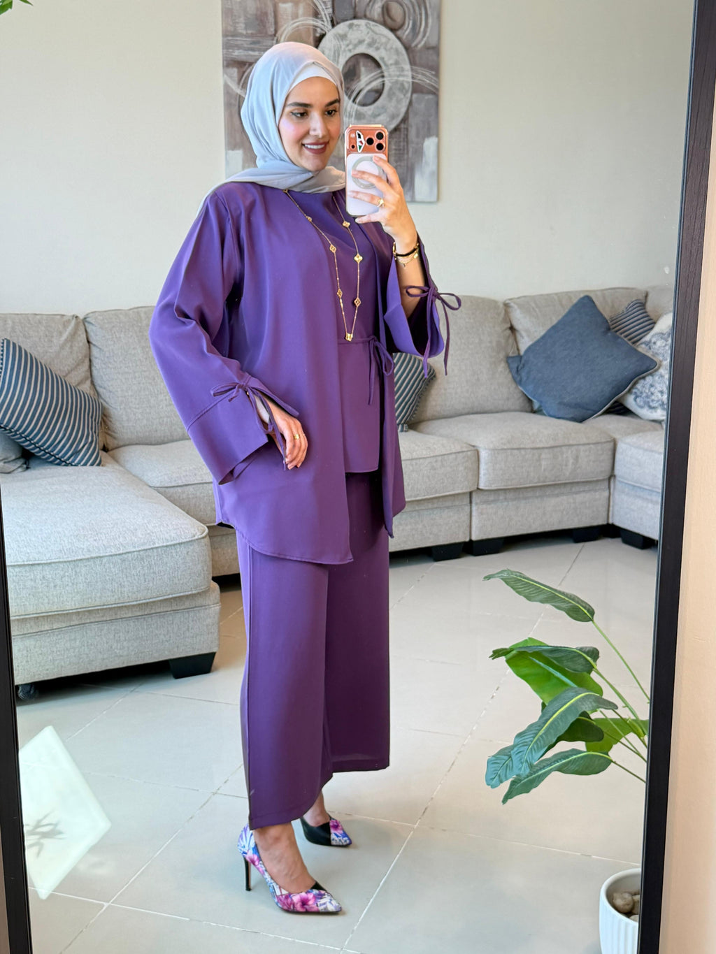 ONUK Two-Piece Modest Co-Ord Set - Eggplant