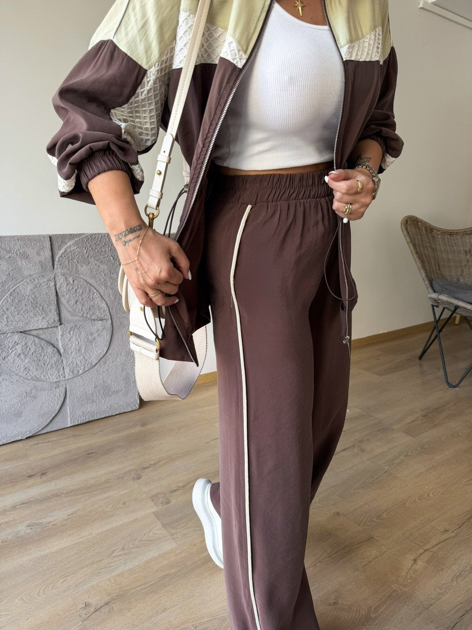 Color-Block Sport Set - Brown