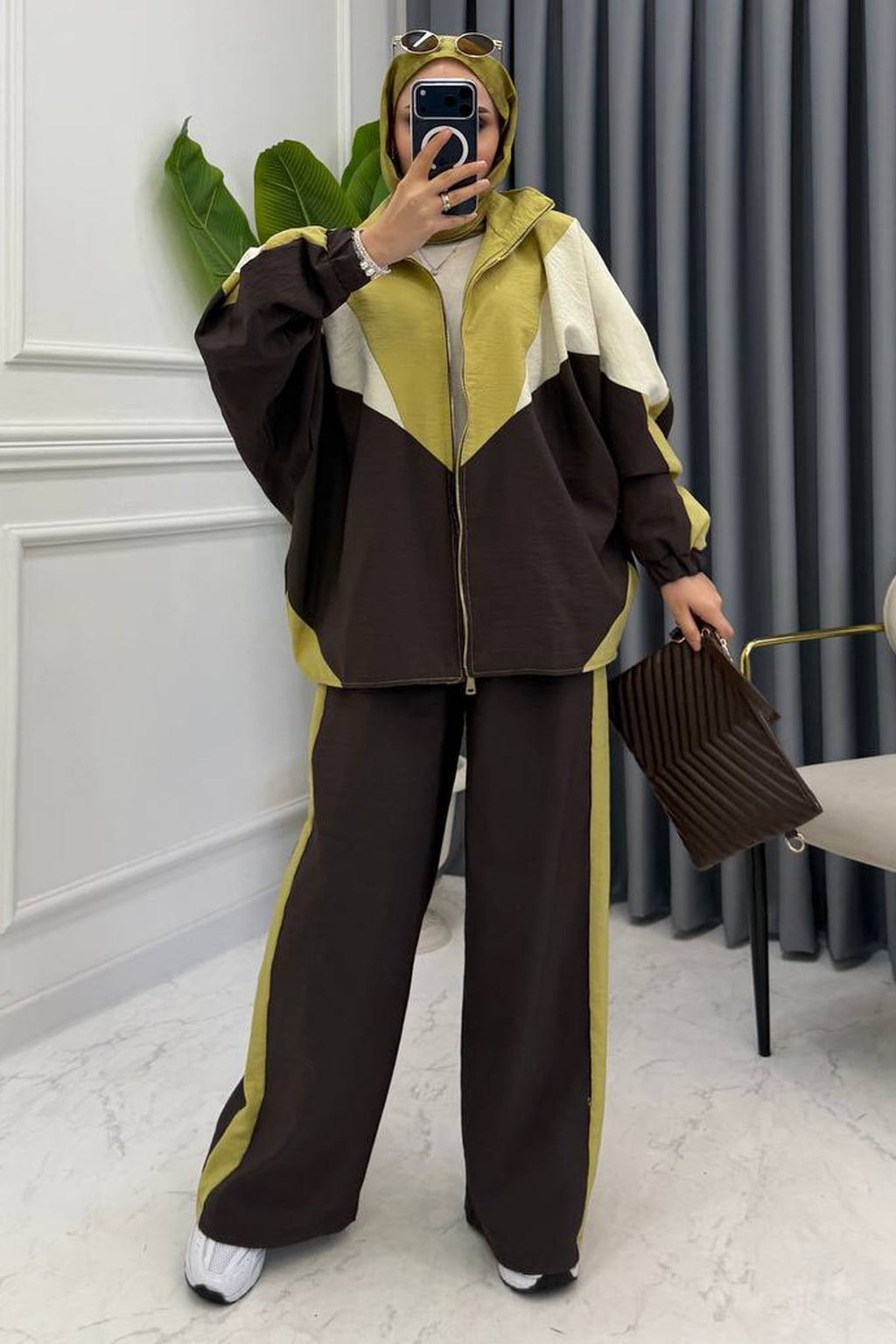 Milan Color-Block Modal Coordinate Set - Brown