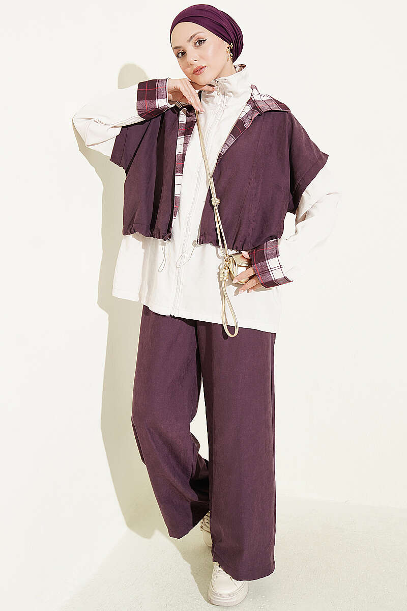 Modern Urban Layered Two-Piece Set | Plum & Cream