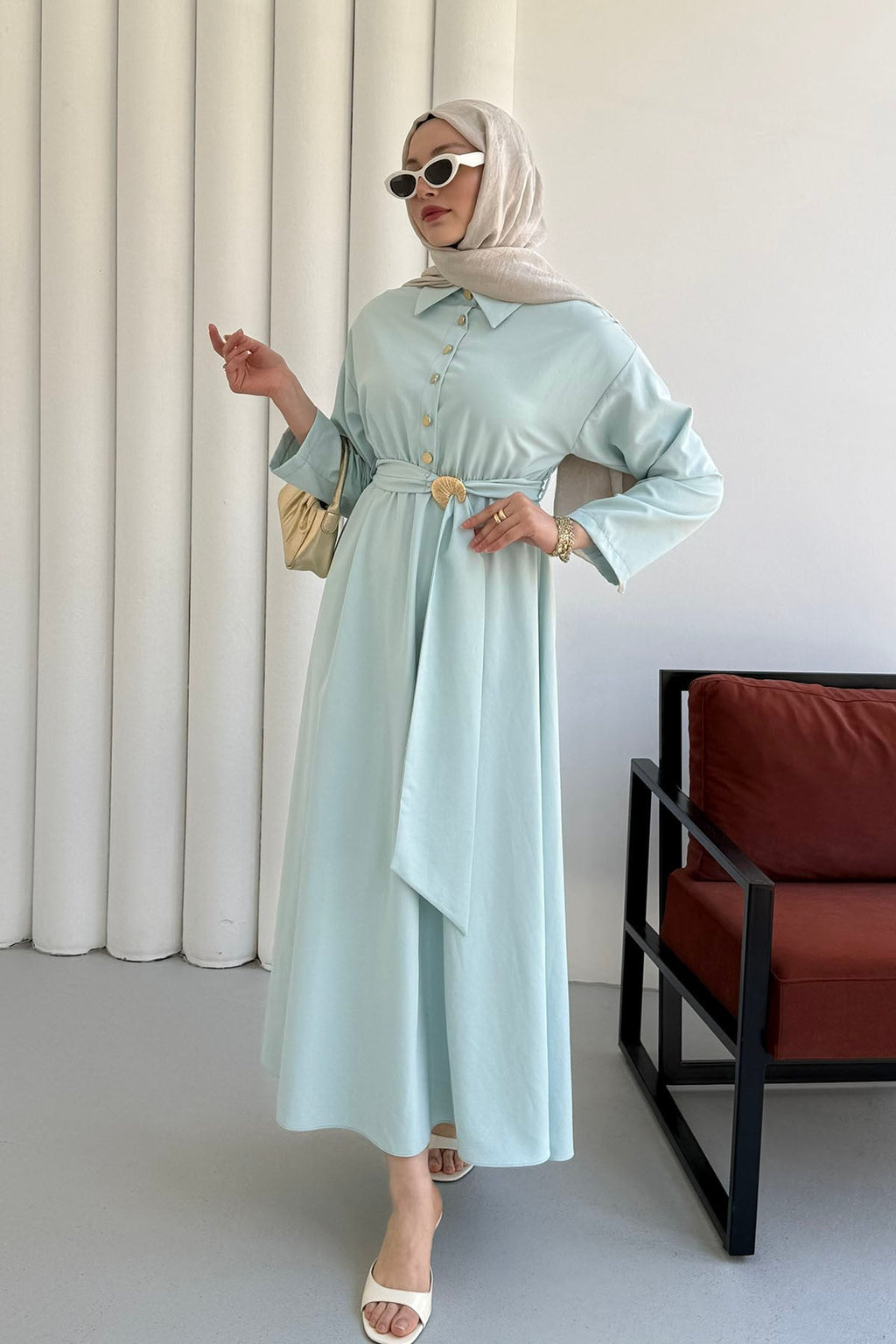 Mint Serenity Long Sleeve Summer Maxi Dress