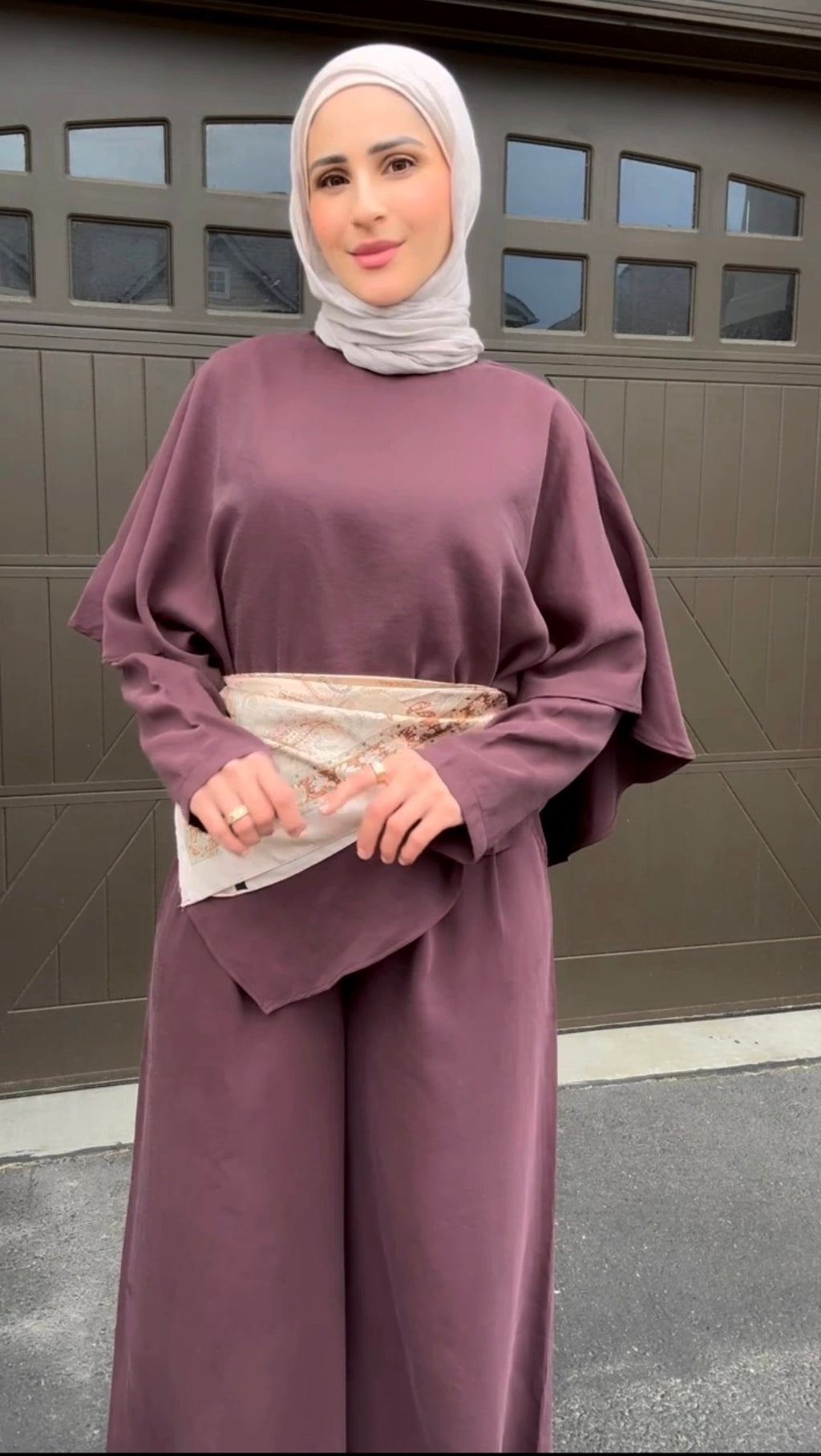 3-Piece Modal Pants Suit - Plum / Scarf Gift