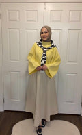 Winter Yellow Sweater & Scuba Skirt Set - Beige