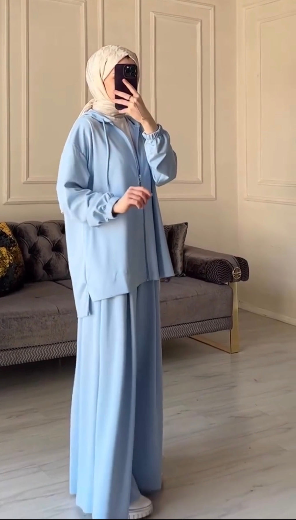 Basic Blue Hooded Co-Ord Set