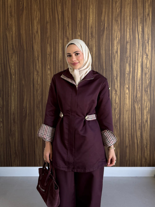 Classic Twill Co-ord Set - Deep Plum
