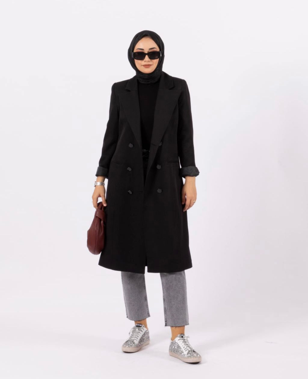 DOUBLE BREASTED LONG BLAZER  image 1