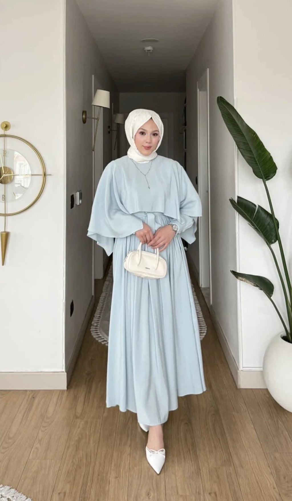 The Mist Blue Cape Summer Dress