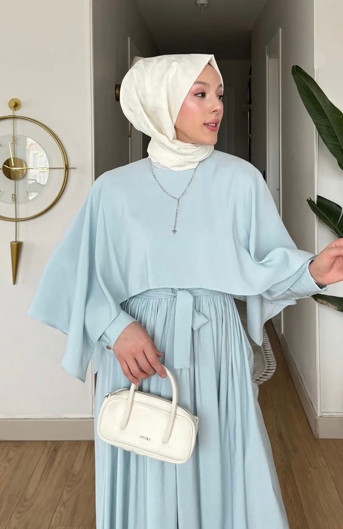 The Mist Blue Cape Summer Dress