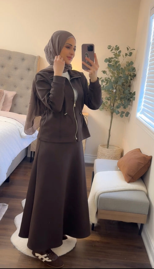 2 - Piece Scuba Skirt Set - Brown 🤎 image 0