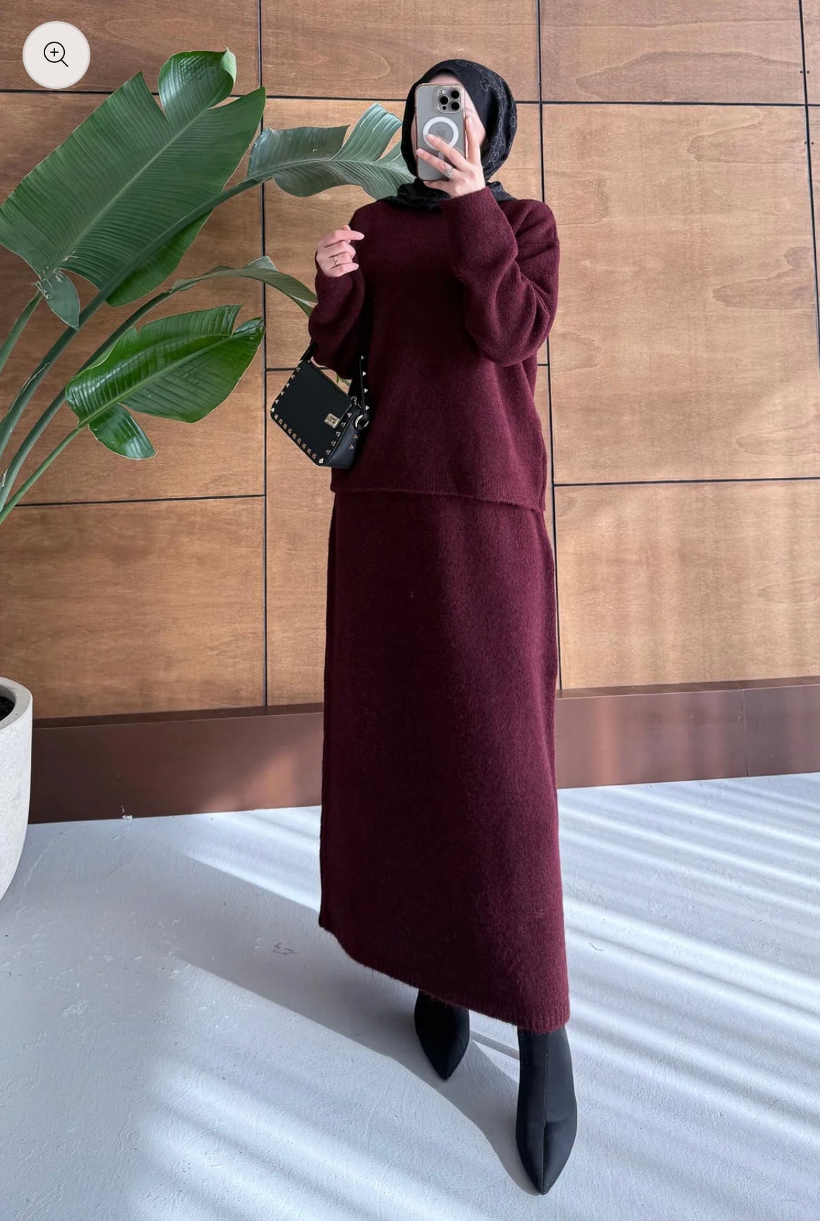 Burgundy Grace Knit Skirt Set image 1