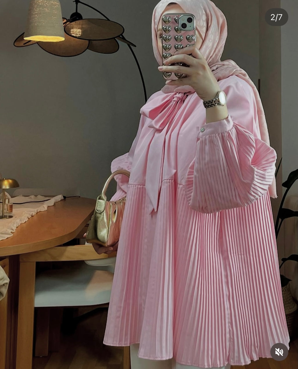 Pleated Elegance Bow Blouse – Soft Pink image 4