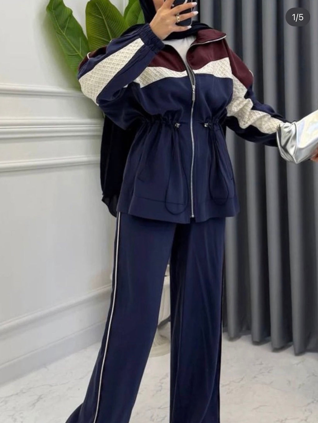 Color-Block Sport Set - Navy Blue