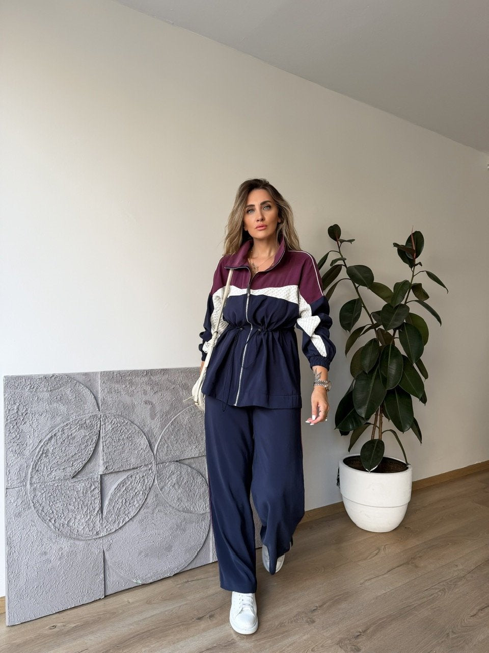 Color-Block Sport Set - Navy Blue