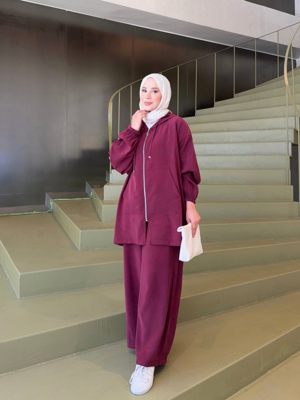 Casual Comfort Wide-Leg Set - Maroon