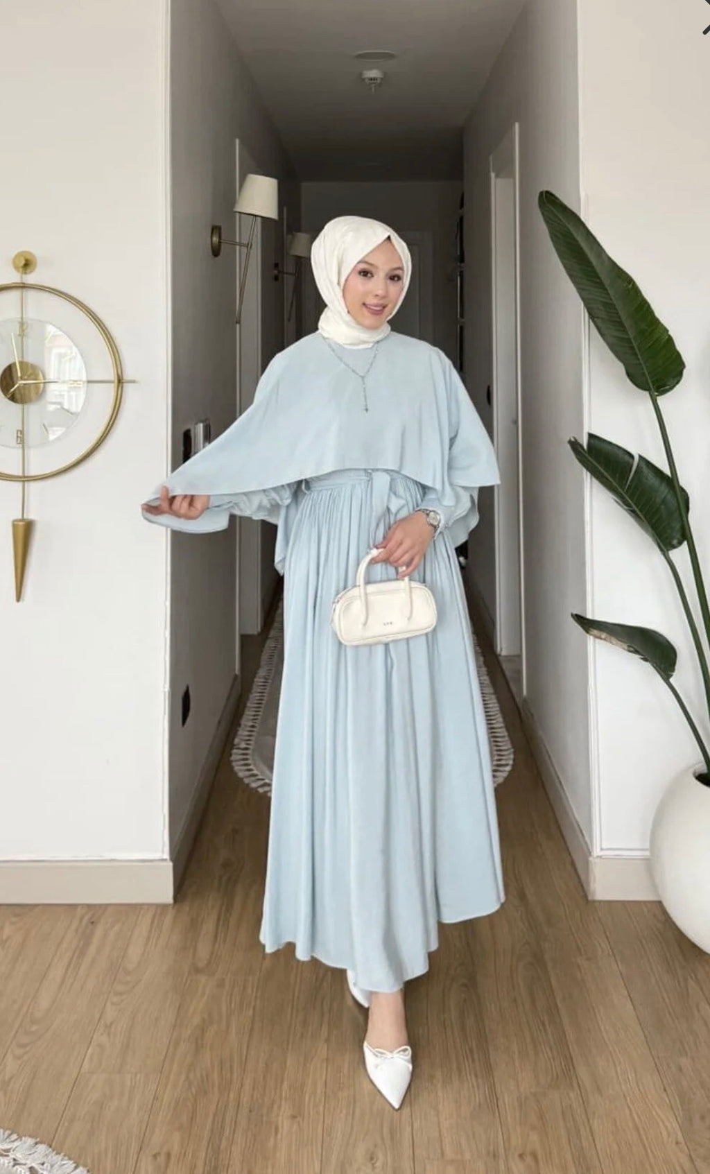 The Mist Blue Cape Summer Dress