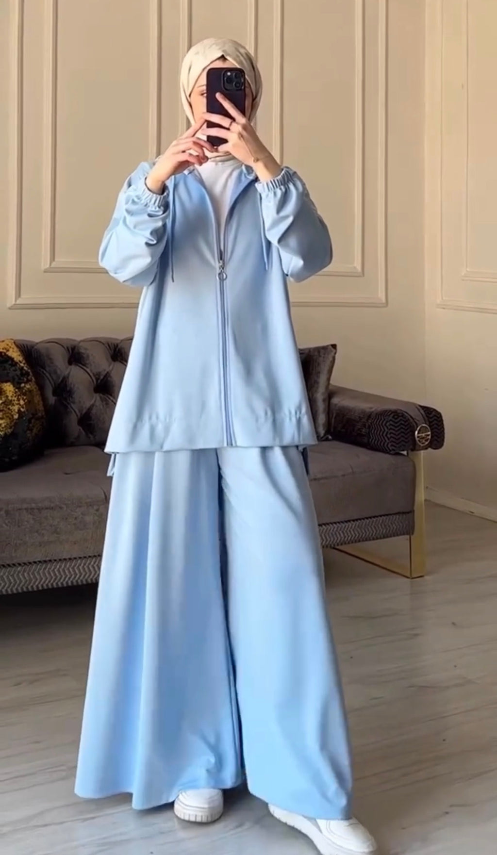 Basic Blue Hooded Co-Ord Set