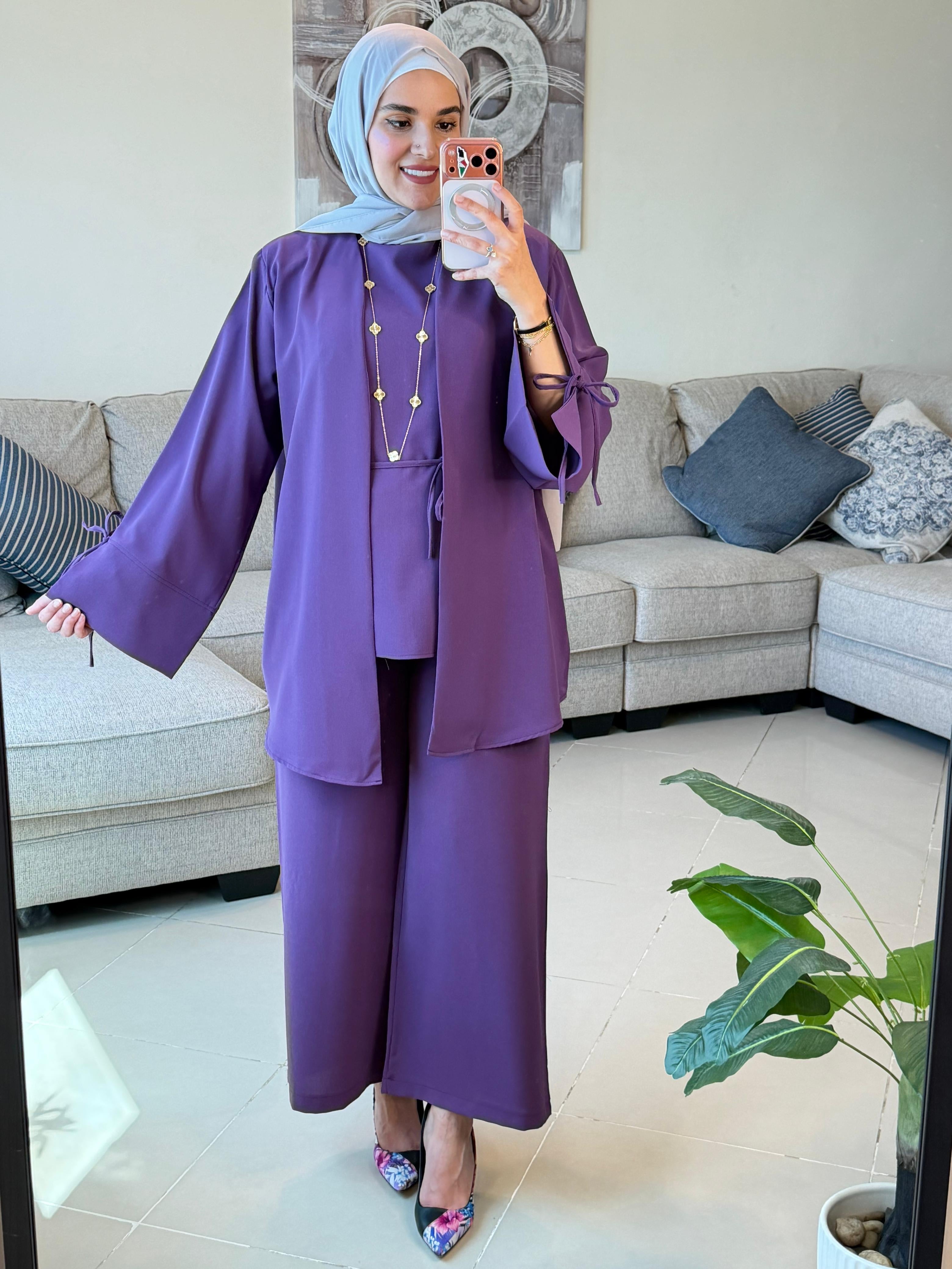 ONUK Two-Piece Modest Co-Ord Set - Eggplant