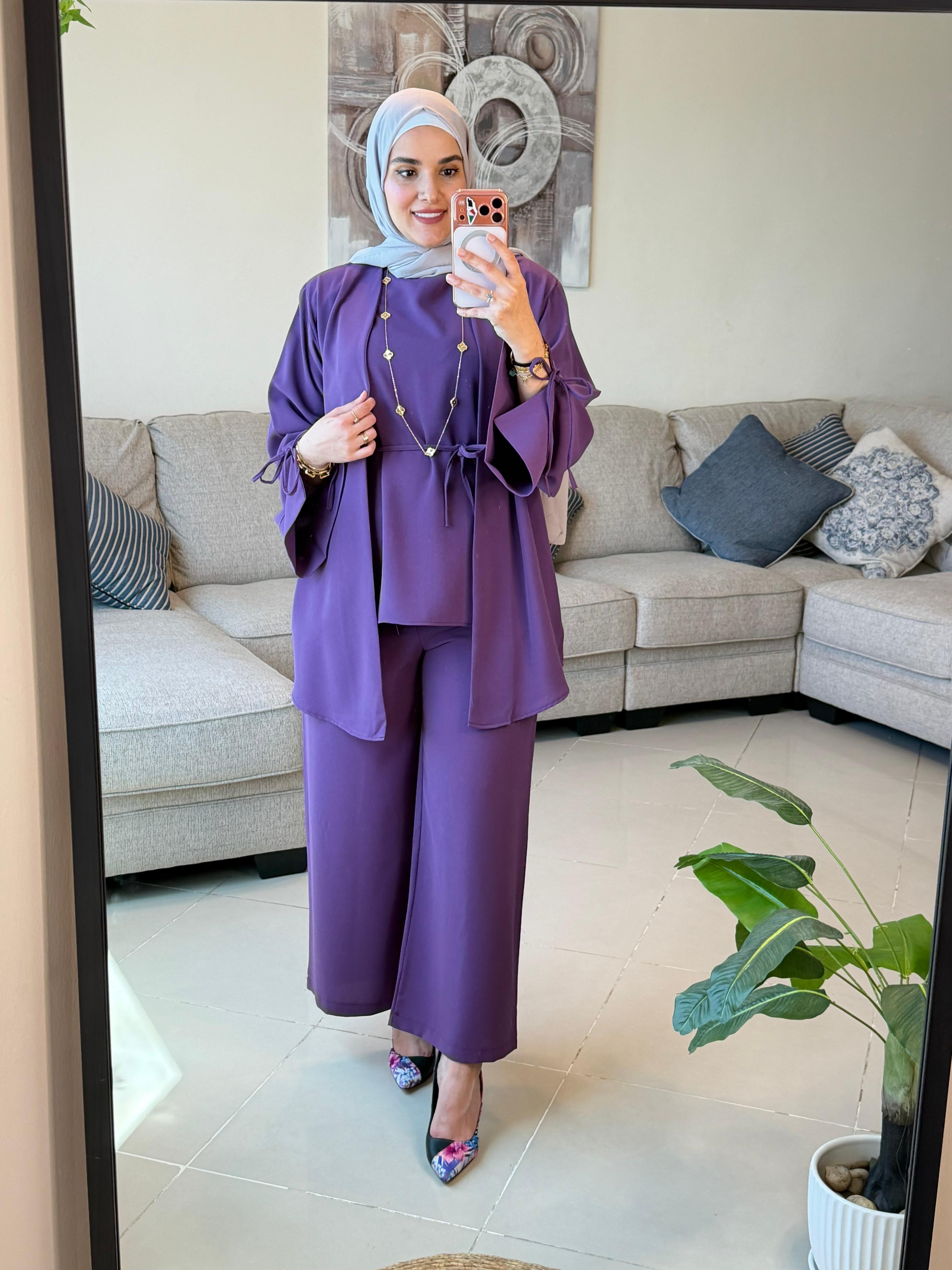 ONUK Two-Piece Modest Co-Ord Set - Eggplant
