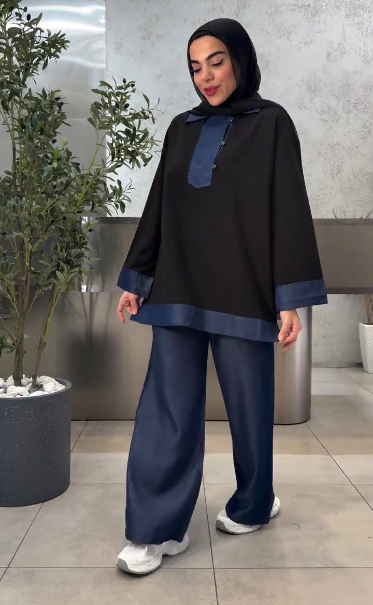 Denim Contrast Casual Co-Ord Set