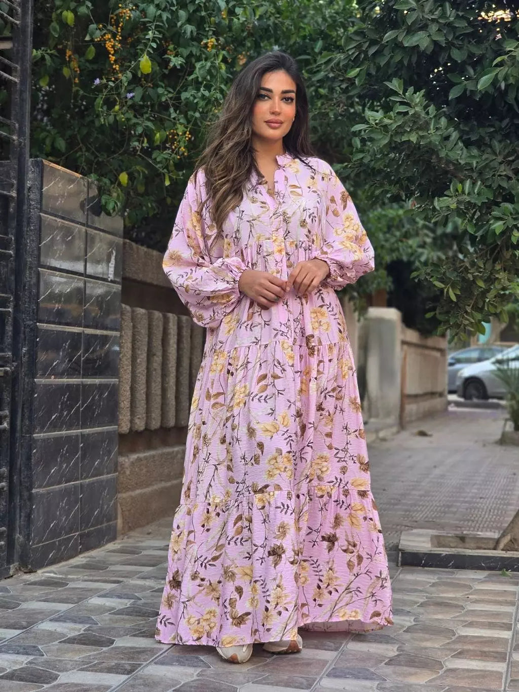 Oversized Lightweight Floral Summer Dress in Soft Pink